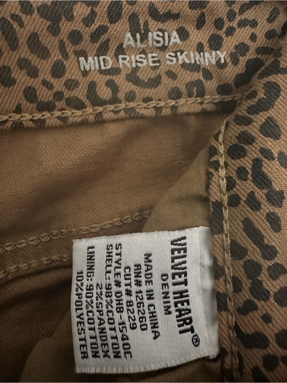 Velvet Heart Alisia Mid Rise Skinny Leopard Print Jeans Size 29 - Picture 6 of 7